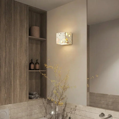DecorBites™ LED Wall Light Fixture Bedroom Balcony Hallway Waterproof Square Terrazzo Bedside Lamp