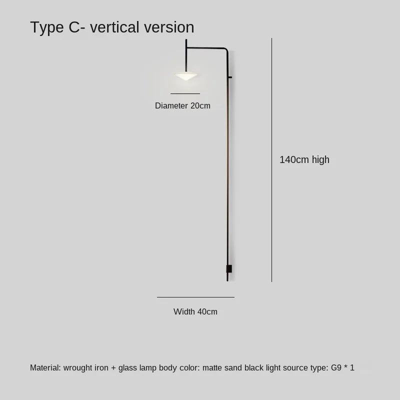 DecorBites™ LED Glass Art Wall Lamp with Long Rocker Arm for Living Room and Studio