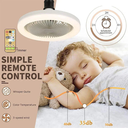 DecorBites™ Ceiling Fan Light with E27 Converter & Remote Control for Home, AC85-265V