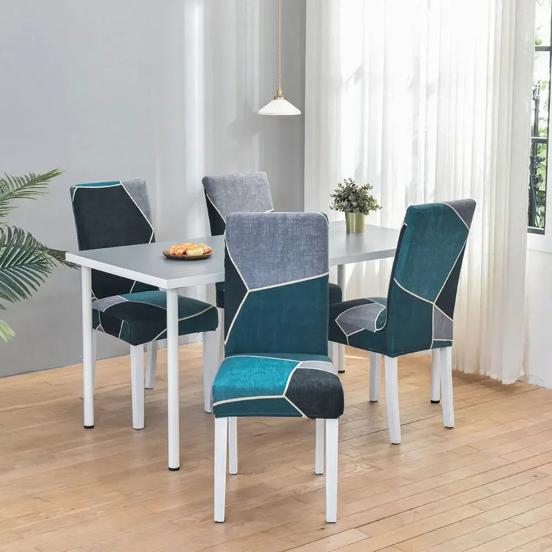 DecorBites™ Geometric Stretch Chair Cover Slipcovers | Elastic Seat Case