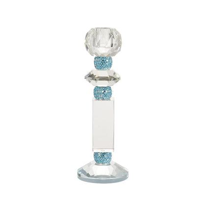 DecorBites™ Blue Diamond Crystal Glass Candle Holder Candelabrum
