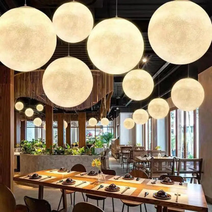 DecorBites™ Cream Moon LED Pendant Chandelier: Modern Living Room Kitchen Bedroom Lighting
