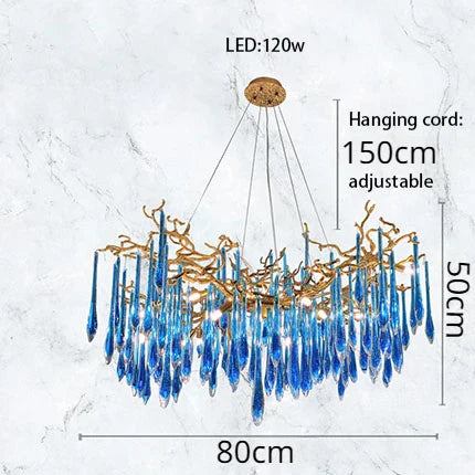 DecorBites™ Blue Crystal Chandelier: Luxe Living Room LED Lighting