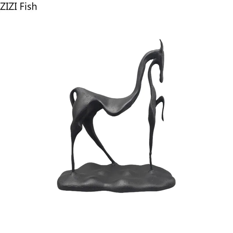 DecorBites™ Cast Iron Horse Sculpture Modern Desk Decor Minimalist Room Artistic Craft Figurine