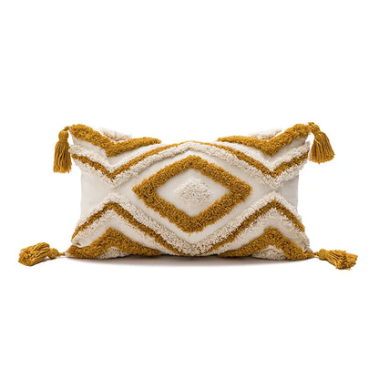 DecorBites™ Boho Loop Tufted Tassel Pillow Cover - Ethnic Embroidered Decorative Cushion