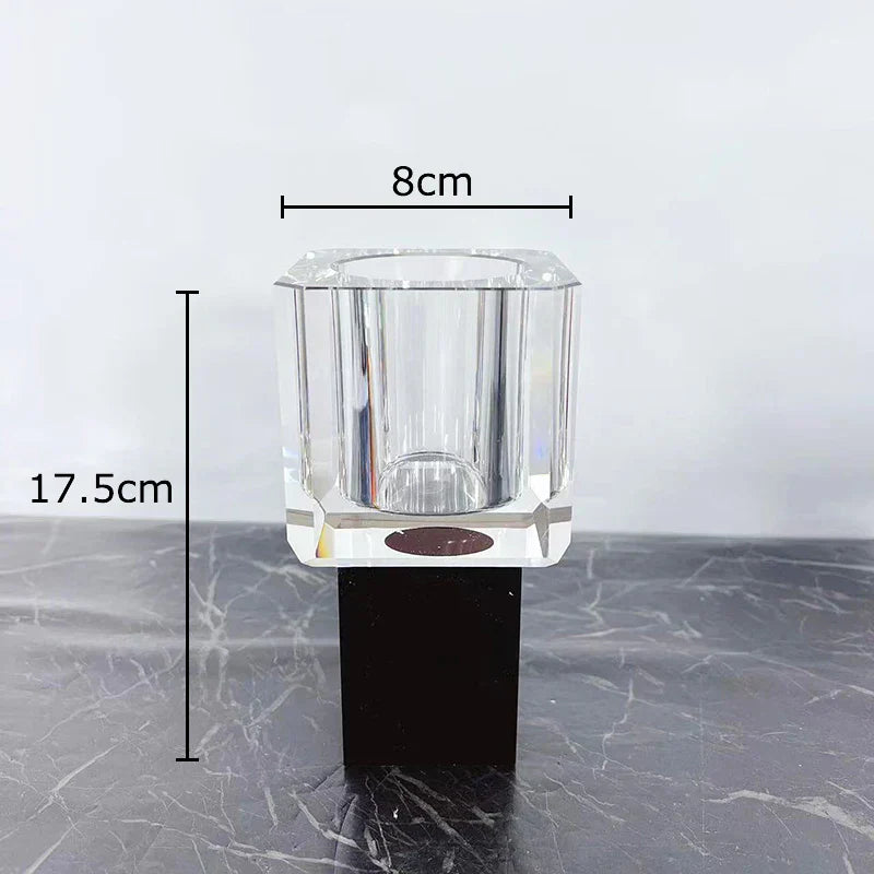DecorBites™ Crystal Glass Vase with Artificial Flowers, Modern Home Decor