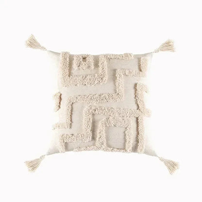 DecorBites™ Geometric Waves Tufted Pillow Covers with Embroidered Tassels