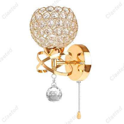 DecorBites™ Crystal Wall Light: Elegant Bedroom Bedside Lamp E27 Sconce, European Design