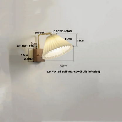 DecorBites™ LED Wall Light Walnut Wood Rotate Copper Bedside Lamp