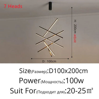 DecorBites™ Aluminum Ceiling Chandelier with Changeable LED Shape for Stairway and Living Room