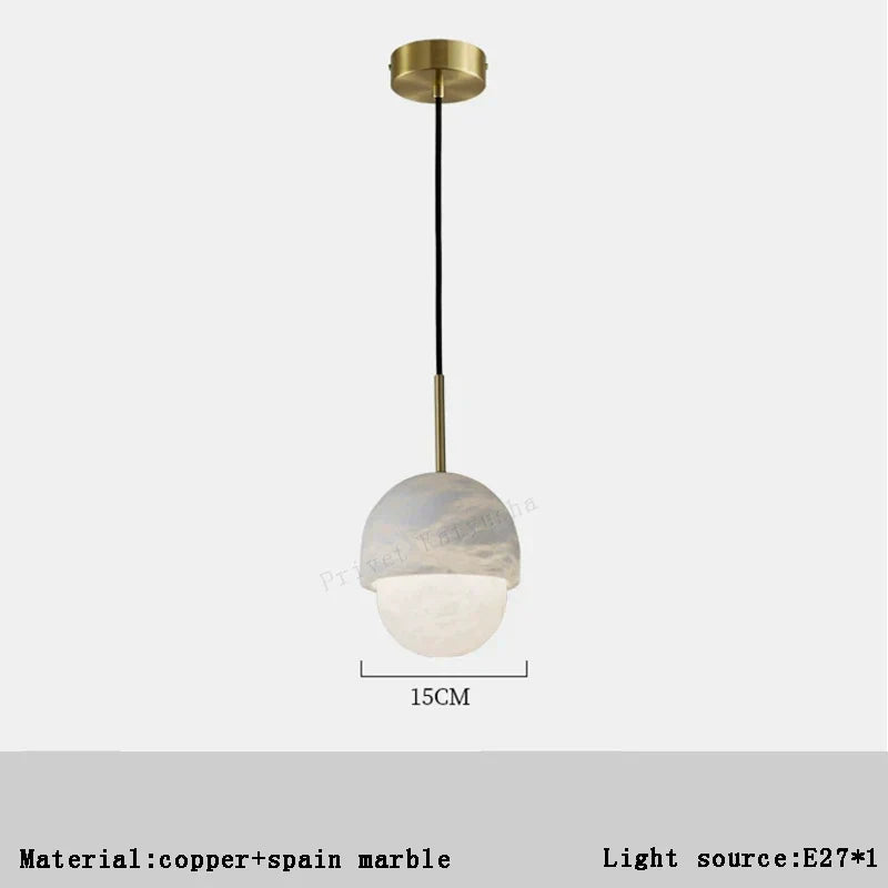 DecorBites™ Alabaster Marble Pendant Lights for Luxury Dining Room, Kitchen & Bar Décor