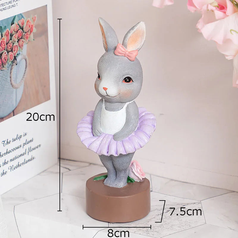 DecorBites™ Ballet Rabbit Dancer Sculpture - Cute Ballerina Statue for Modern Desk Decor