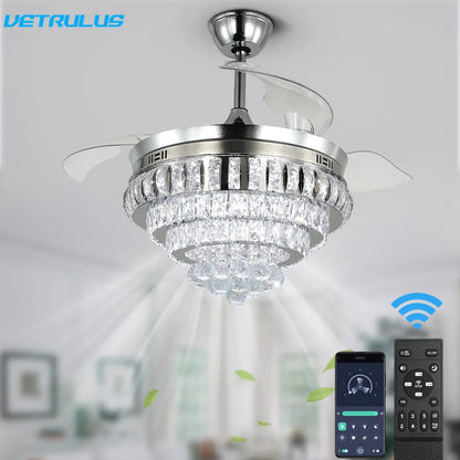 DecorBites™ Crystal Ceiling Fan with LED Light and Remote Control