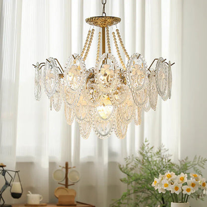DecorBites™ Glass Dining Room Chandelier: Retro French Style for Living & Master Bedroom