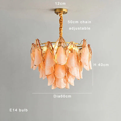 DecorBites™ Amber Glass Chandelier: Dimmable Luxury Light Fixture for Living Room Hall