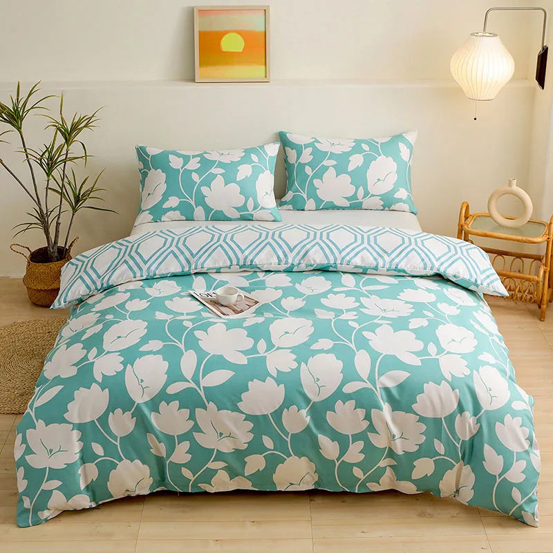 DecorBites™ Brushed Printed Duvet Cover Set with 2 Pillowcases, Queen/Single Size