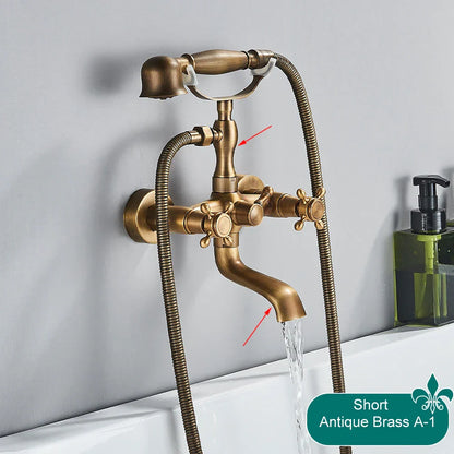 DecorBites™ Antique Brass Telephone Shape Wall Mounted Bathtub Faucet