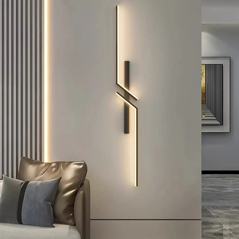 DecorBites™ Black Gold LED Wall Lights: Modern Wall Sconce for TV Background, Bedroom, Stairs