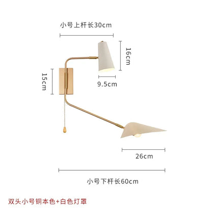 DecorBites™ Adjustable Double Head LED Wall Lamp with Pull Switch
