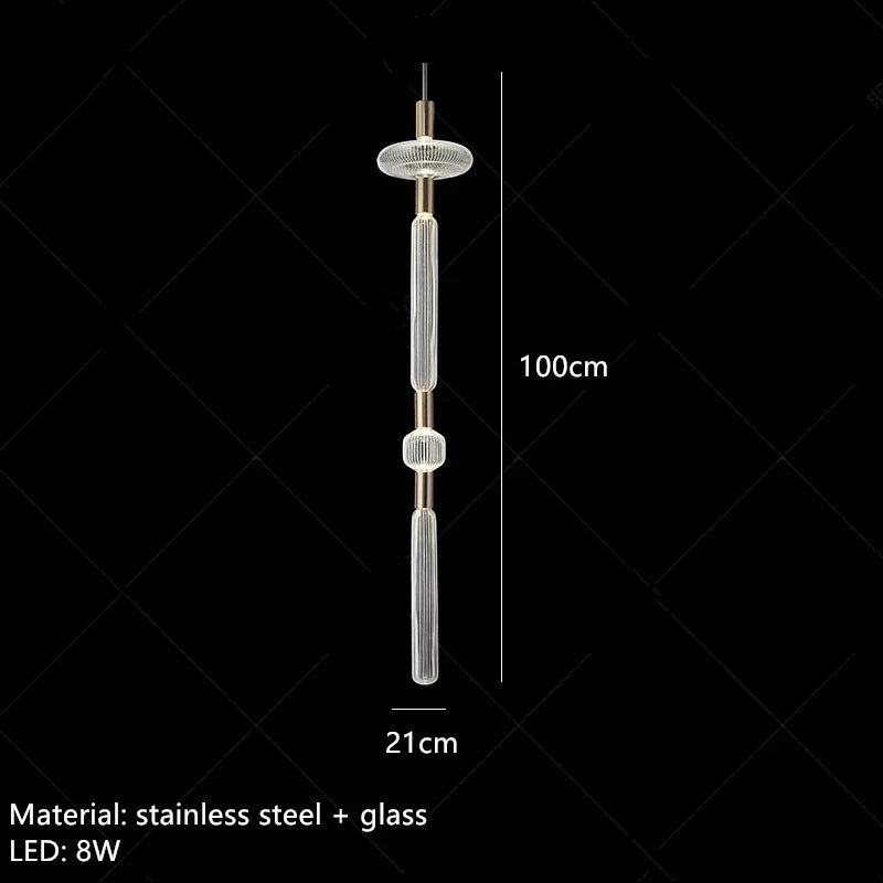 DecorBites™ Glass Tubes LED Chandelier: Modern Luxury for Living Room, Bedroom, Hotel & Aisle
