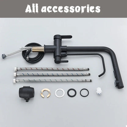 DecorBites™ Black 2-in-1 Purification Kitchen Faucet with Flexible Pull Out Nozzle