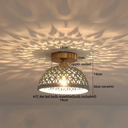 DecorBites™ Ceramic LED Ceiling Lights: Modern Hollow Design for Living Room, Aisle, Balcony