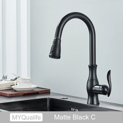 DecorBites™ Black Kitchen Faucet: Single Handle Hot & Cold Mixer with 360 Rotation