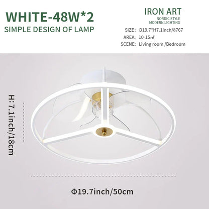 DecorBites™ LED Ceiling Fan with Remote Control, Modern Silent Lighting Fixture for Bedroom and Dining Room