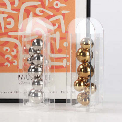 DecorBites™ Acrylic Ball Vase Stack Home Decoration Golden Arch Flower Accessory