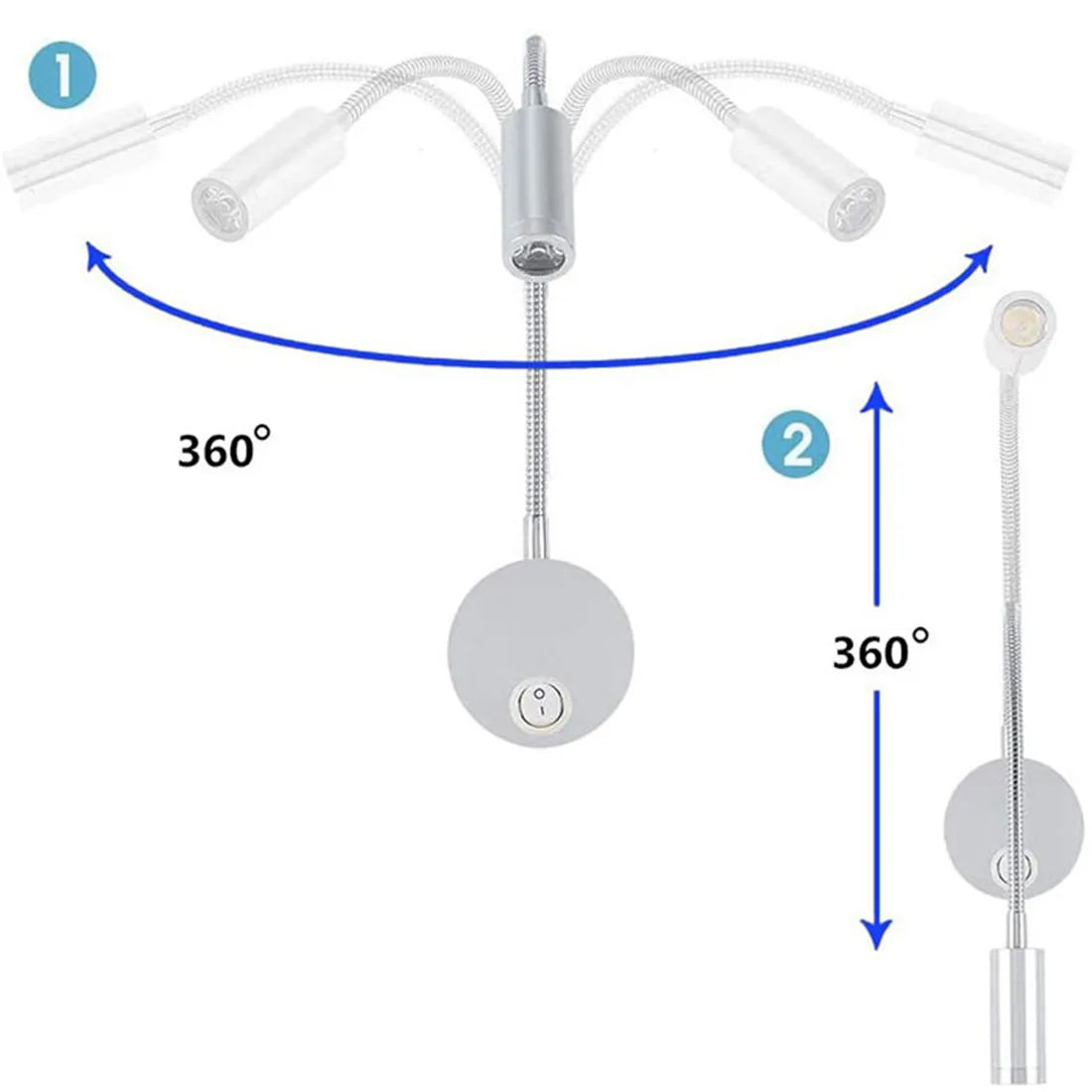DecorBites™ LED Wall Light Reading Lamp 2pcs/Lot 3W 3000K 4000K 6000K Gooseneck Task Lighting