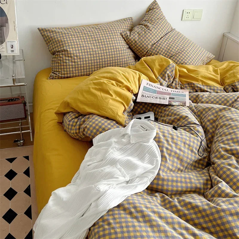 ™ Japanese Style Cotton Printed 4Pcs Bedding Set with Double-Sided Design