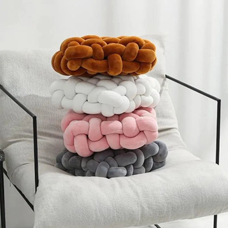 ™ Knot Square Pillows: Handmade Decor for Living Room, Bedroom, Office in Grey