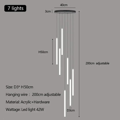 Acrylic Stair Pendant Lights for Modern Villa Decor - DecorBites™ Duplex Loft LED Chandelier