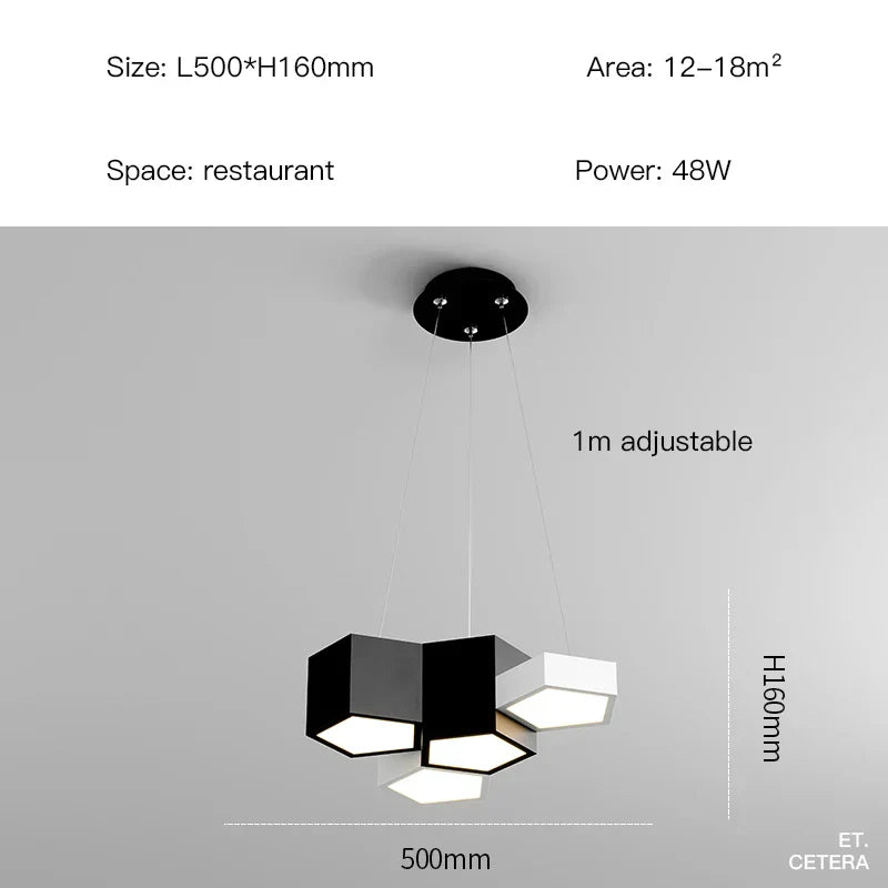 DecorBites™ Black White Diamond LED Ceiling Chandelier for Modern Home and Office