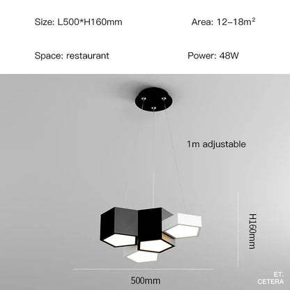 DecorBites™ Black White Diamond LED Ceiling Chandelier for Modern Home and Office