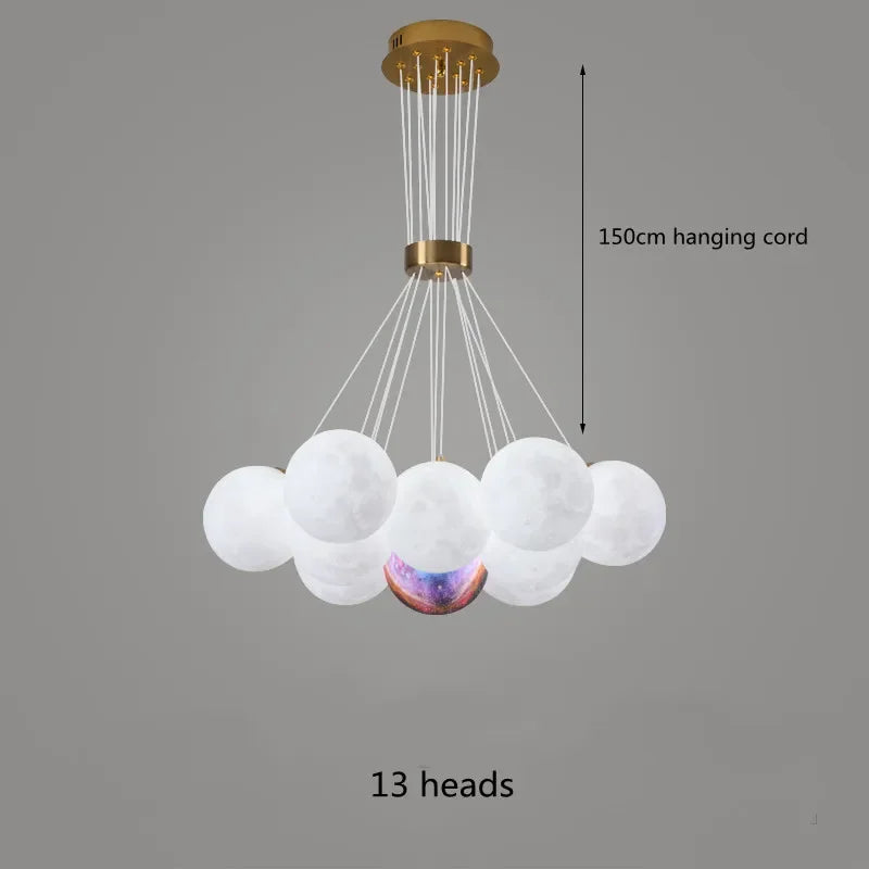 DecorBites™ LED Lunar Ball Ceiling Chandeliers for Home Decor in Living Room and Bedroom