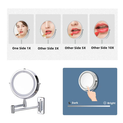 DecorBites™ LED Light Makeup Mirror 10X Magnification Double Side Touch Dimming