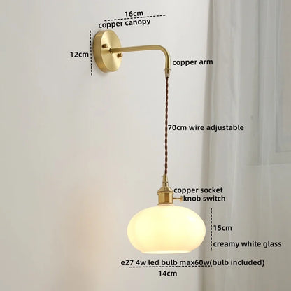 DecorBites™ Ceramic Copper LED Wall Lamp with Pull Chain Switch for Modern Style Interiors