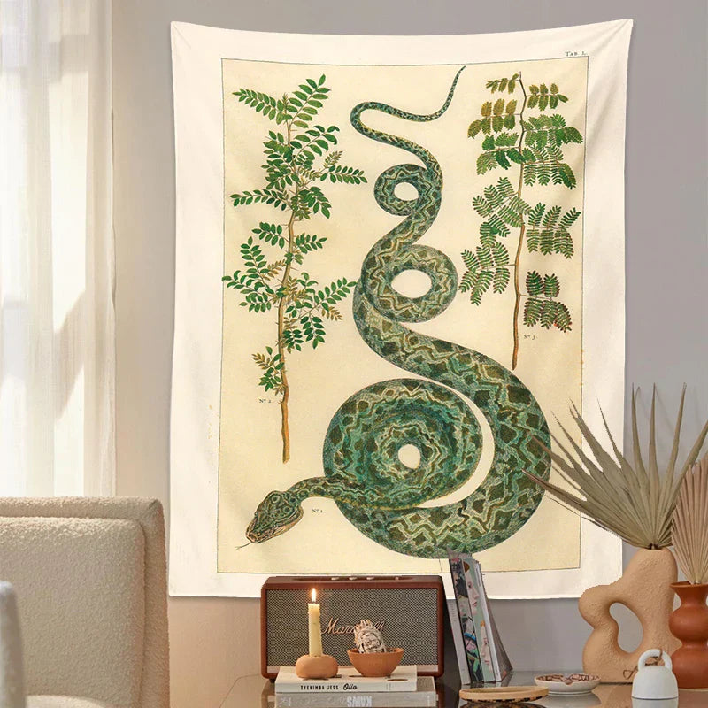 DecorBites™ Celestial Snake Tapestry Wall Hanging - Hippie Botanical Dorm Decor