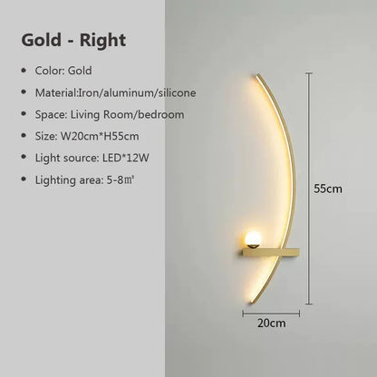 DecorBites™ Black Gold Modern Wall Sconce for Bedroom Study Home Indoor Lighting