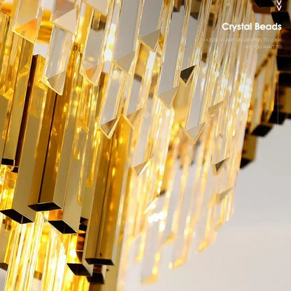 DecorBites™ Golden Luxury Chandelier: Elegant Crystal Ceiling Light for Hotel Living Room