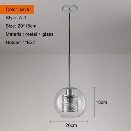 DecorBites™ Ball Glass Pendant Light Modern Kitchen Dining Living Room Fixture