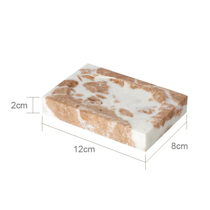 DecorBites™ Coral Pink Marble Bathroom Accessories Set: Dispenser, Dish, Holder, Tissue Box, Tray