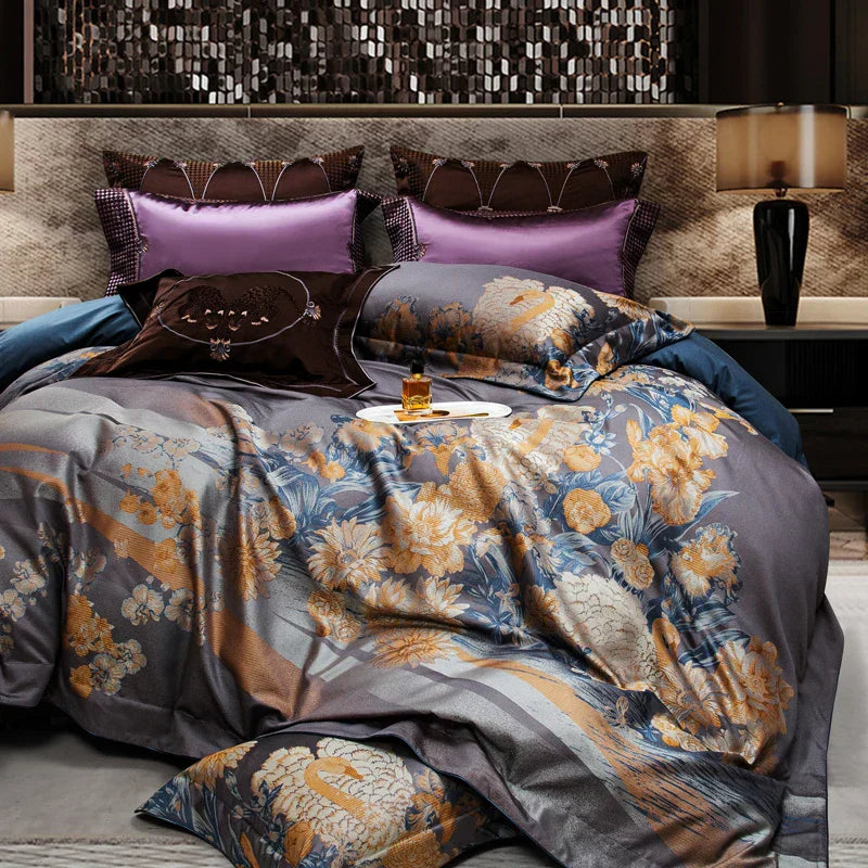 DecorBites™ 1500TC Egyptian Cotton Jacquard Bedding Set for Queen King Size Linens