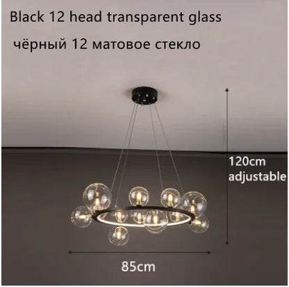 DecorBites™ Glass Ball LED Chandelier: Modern Nordic Style for Living, Dining, Kitchen, Study