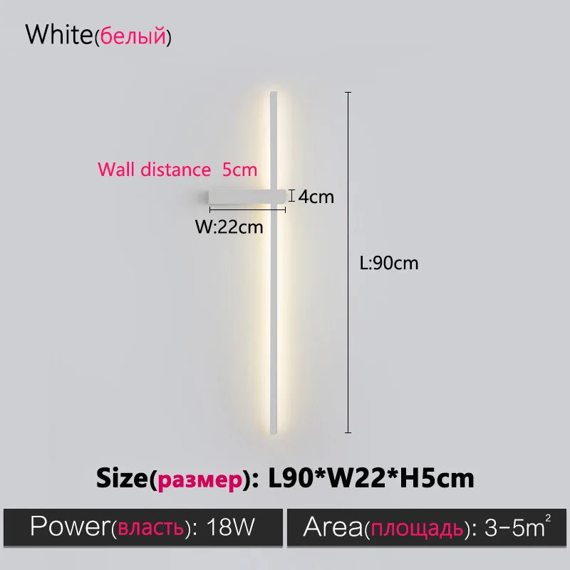 DecorBites™ Black Long Strip Wall Lamp - Modern Minimalist Bedroom Living Room TV Wall Light