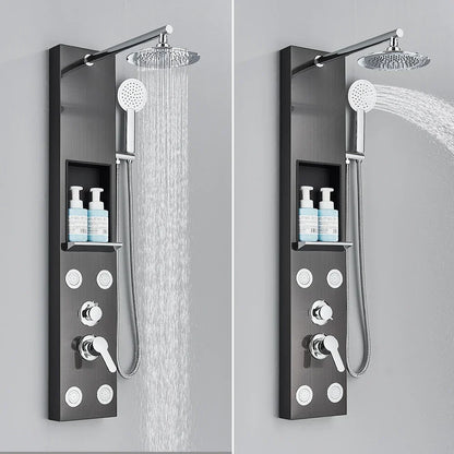 DecorBites™ Rainfall Shower Panel with Storage Rack and Massage Jets