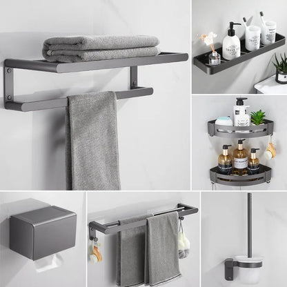 DecorBites™ Bathroom Hardware Set: Towel Rack, Shelf, Paper Holder, Towel Holder, Toilet Brush Holder
