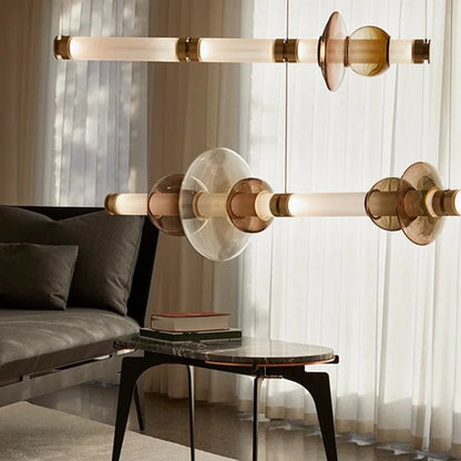 DecorBites™ Luna Glass Tube Chandelier for Kitchen Dining Staircase LED Pendant Lamp