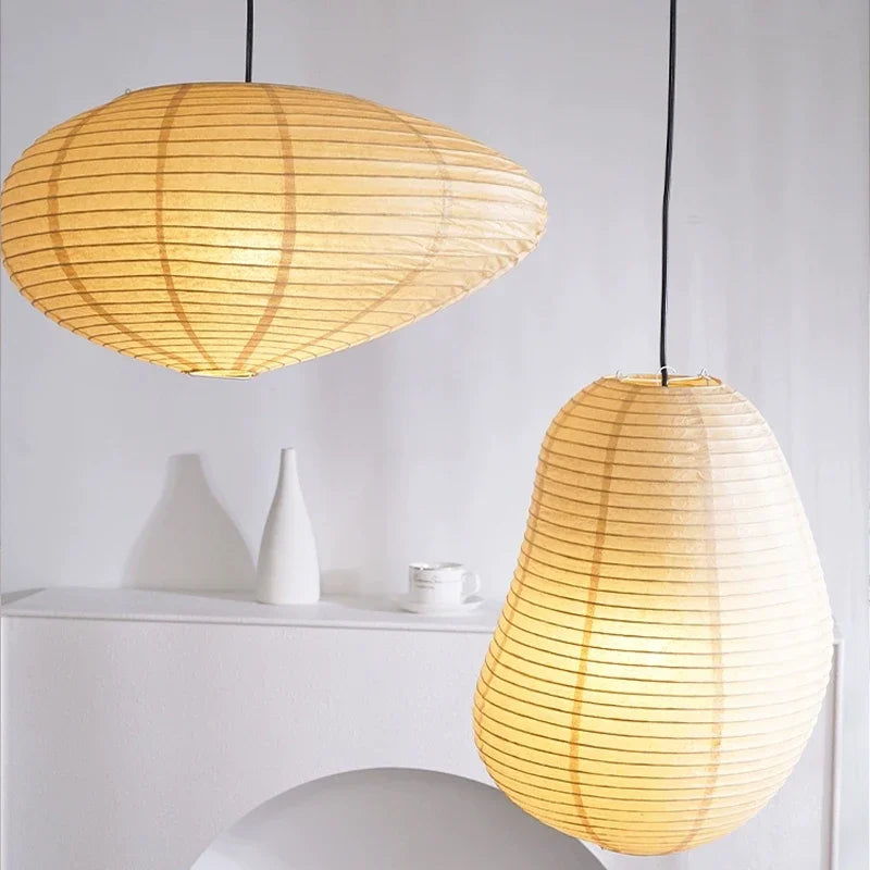 DecorBites™ Japanese Rice Paper Pendant LED Lamp for Cozy Living and Dining Spaces